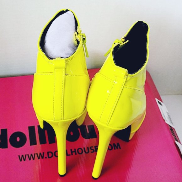 Dollhouse Neon Yellow High Heel Booties - Picture 6 of 14